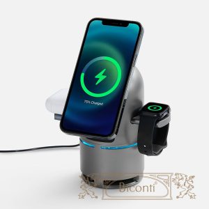 Bluetooth-колонка с беспроводной зарядкой Droid, серая - 2