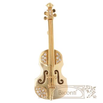 Бриллиантовая брошь-скрипка 1